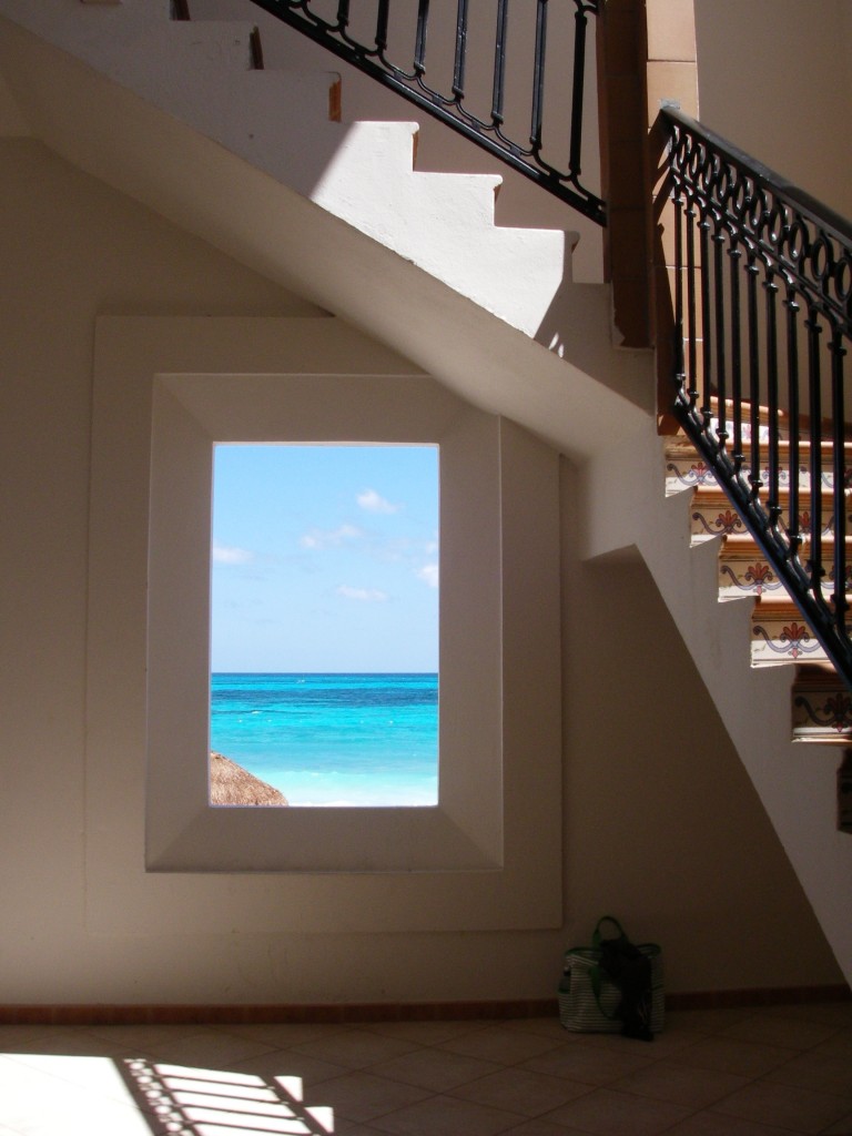 Sea view through hall window